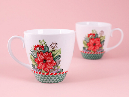 Набор бокалов с блюдцем 2шт форма Весна, рисунок Зимняя история (зеленый) арт. 81.11373.00.1