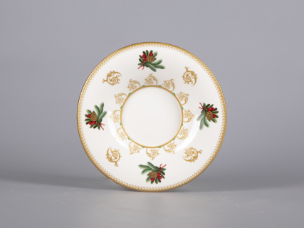 Чашка с блюдцем чайная 210 мл форма Юлия рисунок Еловые веточки арт. 81.30700.00.1, 