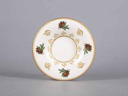 Чашка с блюдцем чайная 210 мл форма Юлия рисунок Еловые веточки арт. 81.30700.00.1