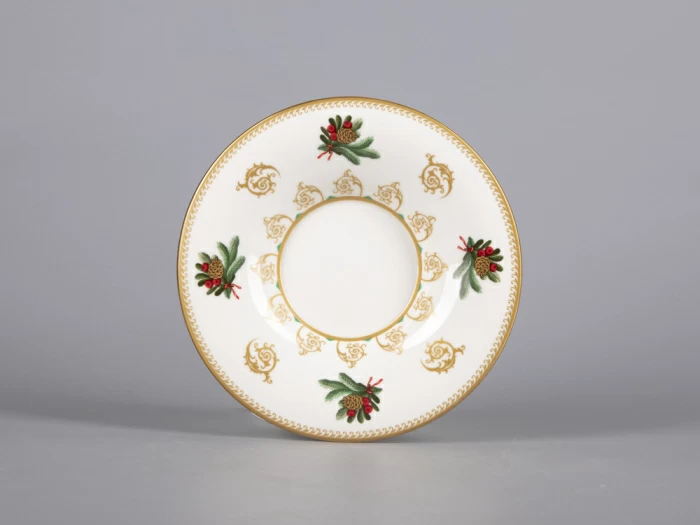 Чашка с блюдцем чайная 210 мл форма Юлия рисунок Еловые веточки арт. 81.30700.00.1, 