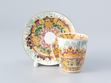 Чашка с блюдцем кофейная 165 мл.,  форма Майская, рисунок Весна золотая арт. 81.10383.00.1, 