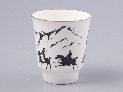 Чашка с блюдцем 165 мл форма Майская рисунок Русские писатели Лермонтов, арт. 81.31746.00.1