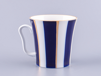 Бокал с блюдцем 360 мл форма Ленинградский рисунок Кобальтовые полосы арт. 81.14856.00.1