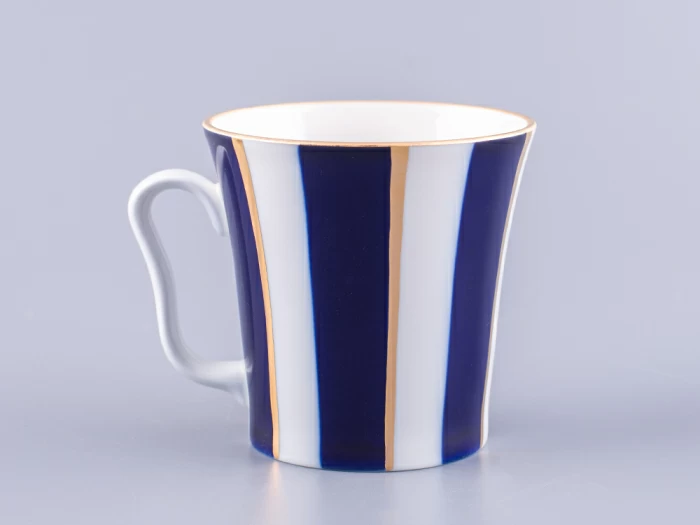 Бокал с блюдцем 360 мл форма Ленинградский рисунок Кобальтовые полосы арт. 81.14856.00.1, 