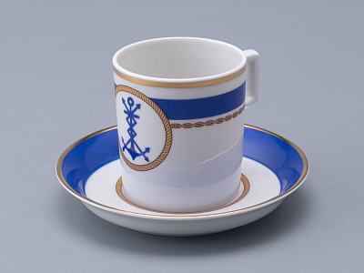 Чашка с блюдцем чайная 220 мл форма Гербовая рисунок Кают-компания № 3 арт. 81.24032.00.1