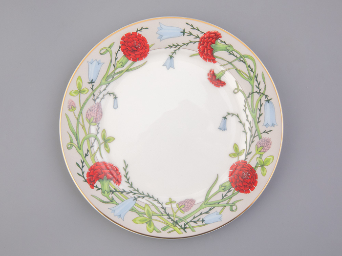 Тарелка плоская 200 мм, форма Стандартная-2, рисунок Сад Алисы светло-серый, арт 80.49310.00.1, 