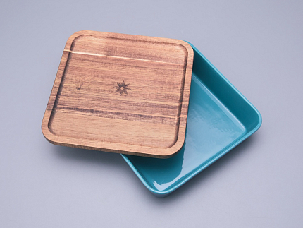 Набор для запекания с деревянной крышкой (2 предмета) в подарочной упаковке, форма Стандартная, рисунок Календа, арт 42.00075.00.1