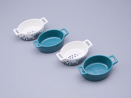 Набор кокотниц (4 предмета) в подарочной упаковке, форма Стандартная, рисунок Календа, арт 42.00076.00.1