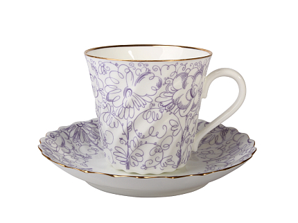 Чашка с блюдцем кофейная 155 мл.,  форма Витая,  рисунок Садик арт. 81.14255.00.1