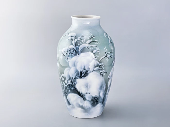 Ваза рисунок Зимнее утро, форма Ламповая, арт 80.05008.00.1, 