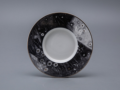 Бокал с блюдцем и крышкой 400 мл в подарочной упаковке, форма top рисунок Черный мустанг, арт 81.34276.00.1