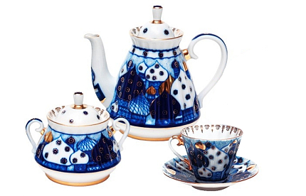 Сервиз чайный Лучистая Перезвоны, 6 персон 14 предметов, арт. 81.15203.03.1