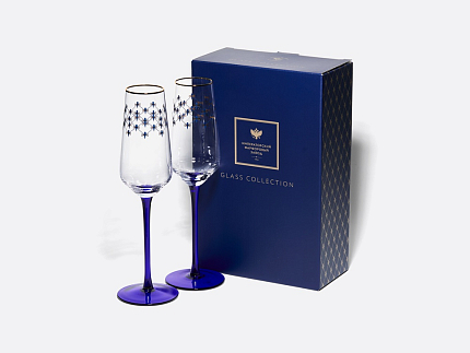 Набор (2 бокала для шампанского) 200 мл, Кобальтовая сетка арт. 14.11449.07