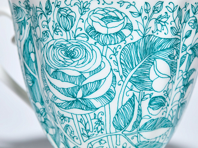 Чашка с блюдцем чайная 200 мл форма Гвоздика рисунок Лето Зеленое арт. 81.20071.00.1