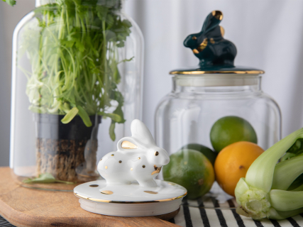 Подарочный набор Банка с фарфоровой крышкой Кролик изумруд арт. 14.10076.07, 