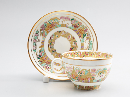 Сервиз чайный форма Яблочко рисунок Пейзажный фриз, 6 персон 15 предмета арт. 81.14525.01.1, 