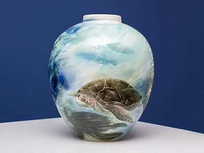 Ваза рисунок Подводный мир, форма Круглая, арт 80.41267.00.1