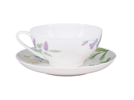 Чашка с блюдцем чайная 300 мл форма Купольная рисунок Полевые цветы №2 арт. 81.23108.00.1