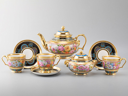 Сервиз чайный 14 предметов на 6 персон, форма Александр |||, рисунок Цветы Александрии, арт 81.31049.00.1