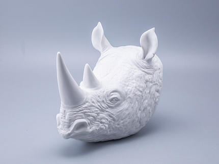 Скульптура форма Носорог голова, Белый бисквит, арт 82.49078.00.1