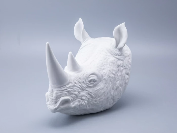 Скульптура форма Носорог голова, Белый бисквит, арт 82.49078.00.1, 