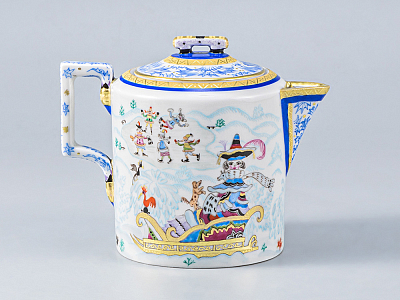 Сервиз чайный форма Гербовая рисунок Зимние забавы, 4 персон 11 предметов, арт. 81.14057.01.1