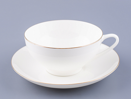 Чашка с блюдцем чайная 300 мл форма Купольная рисунок Золотая лента арт. 81.16430.00.1