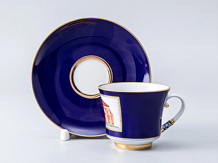 Чашка с блюдцем кофейная 145 мл.,  форма Банкетная, рисунок Классика Петербурга 52% №6 арт. 81.18113.00.1