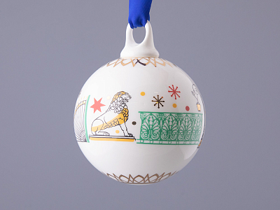 Подарочный набор Ёлочных украшений, форма Шар с петелькой, рисунок Рождественский Петербург, арт. 81.32760.00.1