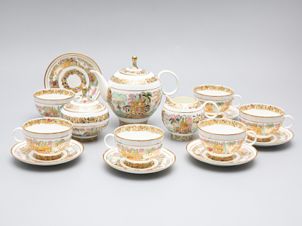 Сервиз чайный форма Яблочко рисунок Пейзажный фриз, 6 персон 15 предмета арт. 81.14525.01.1, 