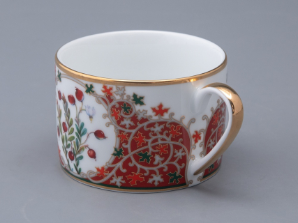 Чашка с блюдцем 250 мл в подарочной упаковке форма Соло рисунок Клюква заповедная, арт. 81.34280.00.1, 