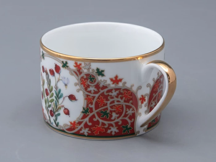 Чашка с блюдцем 250 мл в подарочной упаковке форма Соло рисунок Клюква заповедная, арт. 81.34280.00.1, 