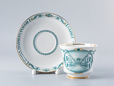 Чашка с блюдцем чайная 220 мл форма Банкетная рисунок Улица зодчего Росси арт. 81.14850.00.1