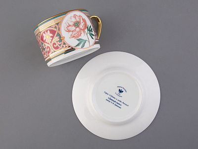 Чашка с блюдцем 250 мл в подарочной упаковке форма Соло, рисунок Дивный Пион, арт. 81.32658.00.1