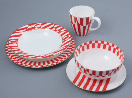 Тарелка глубокая 235 мм, форма Стандартная-2, рисунок Да и нет Красный, арт. 80.44738.00.1, 