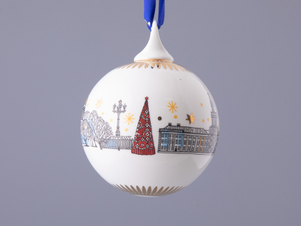 Подарочный набор Ёлочных украшений, форма Шар с петелькой, рисунок Рождественский Петербург, арт. 81.32760.00.1, 