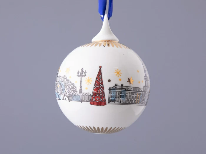 Подарочный набор Ёлочных украшений, форма Шар с петелькой, рисунок Рождественский Петербург, арт. 81.32760.00.1, 