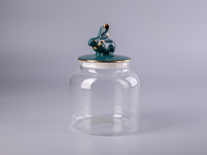 Подарочный набор Банка с фарфоровой крышкой Кролик изумруд арт. 14.10075.07, 