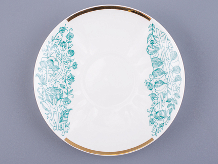 Чашка с блюдцем чайная 200 мл форма Гвоздика рисунок Лето Зеленое арт. 81.20071.00.1