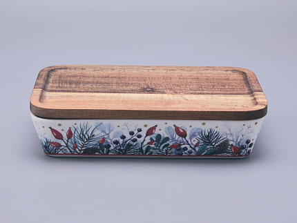 Набор для запекания с деревянной крышкой (2 предмета), в подарочной упаковке, форма Стандартная, рисунок Календа, арт 42.00073.00.1