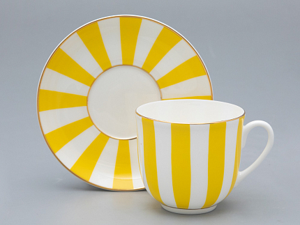 Чашка с блюдцем форма Ландыш рисунок Да и нет (желтый) арт. 81.16678.00.1