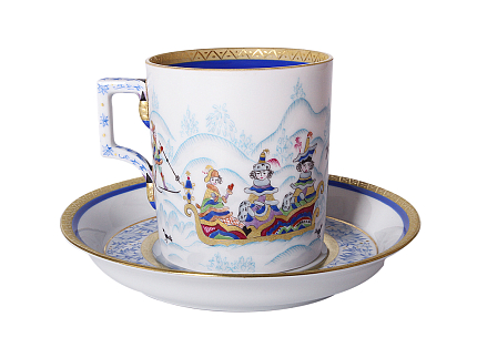 Чашка с блюдцем чайная форма Гербовая рисунок Зимние забавы 4 арт. 81.15746.00.1