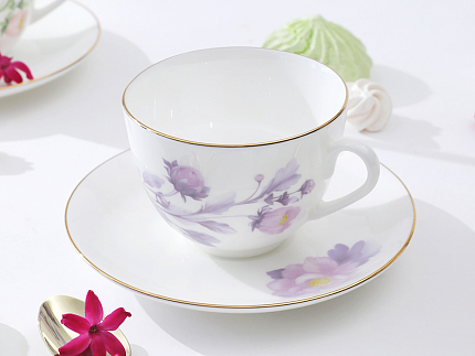 Чашка с блюдцем форма Весенняя-2 рисунок Нежный пион (сиреневый), арт. 81.28781.00.1
