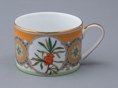 Чашка с блюдцем 250 мл в подарочной упаковке форма Соло рисунок Облепиха сибирская, арт. 81.33948.00.1