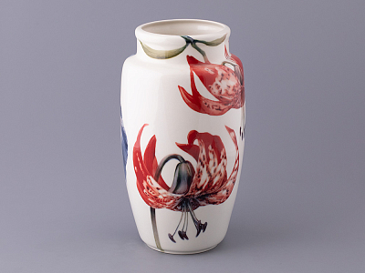 Ваза форма Китайская среднего размера рисунок Ирисы Лилия светлый, арт 80.47140.00.1