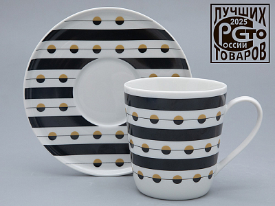 Чашка с блюдцем чайная форма Колокол рисунок Балтийский берег 3, арт. 81.31864.00.1