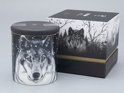 Свеча ароматическая в подарочной упаковке, рисунок Тотем. Волк аромат Тиковое дерево арт. 81.31596.00.1