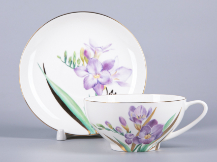 Чашка с блюдцем чайная 300 мл форма Купольная рисунок Freesia арт. 81.29659.00.1, 