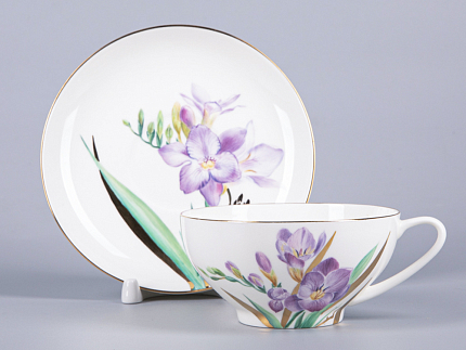 Чашка с блюдцем чайная 300 мл форма Купольная рисунок Freesia арт. 81.29659.00.1