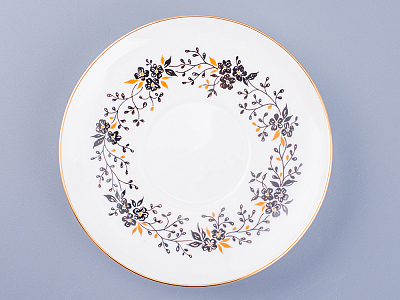 Чашка с блюдцем кофейная 155 мл.,  форма Волна, рисунок Тонкие веточки арт. 81.14403.00.1